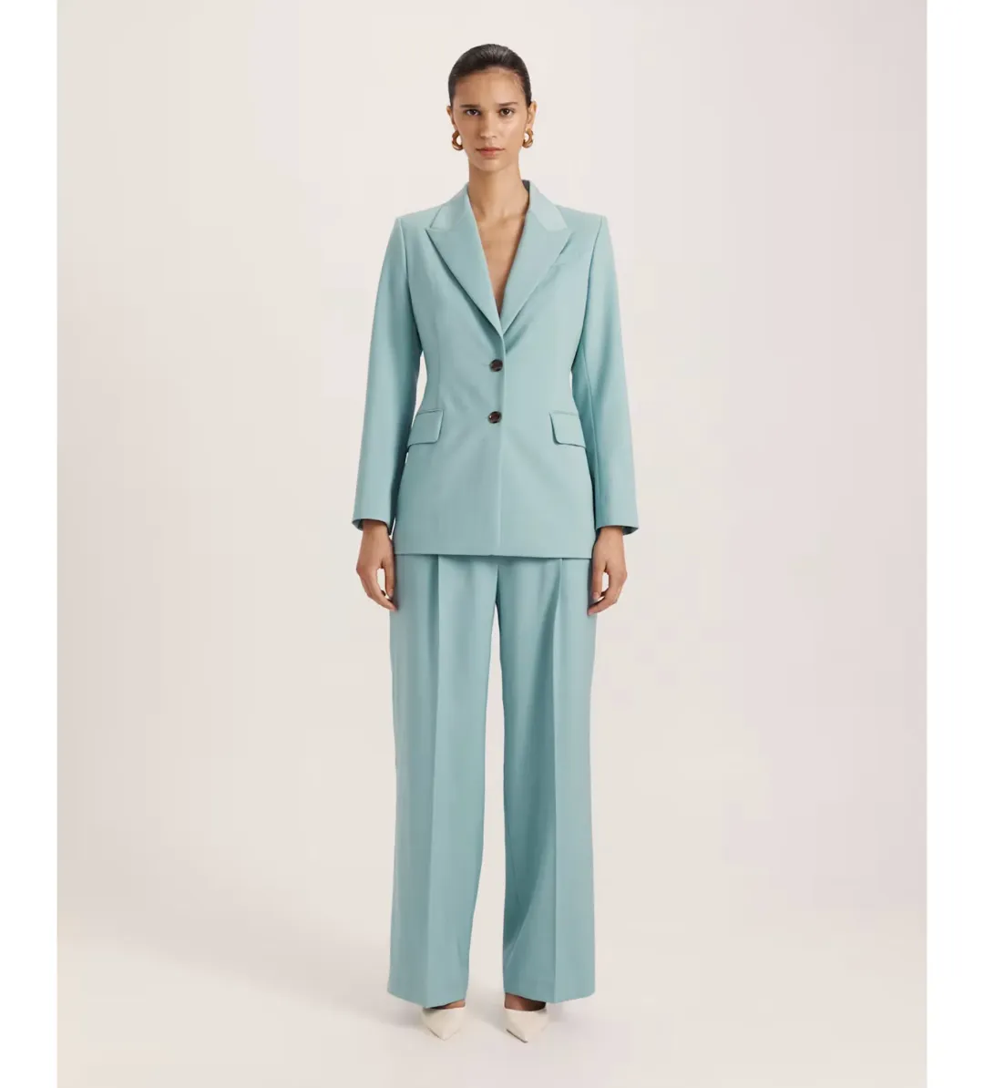Saba Suki Classic Wool Blazer Seafoam Size 12 for rent on The Volte - main image