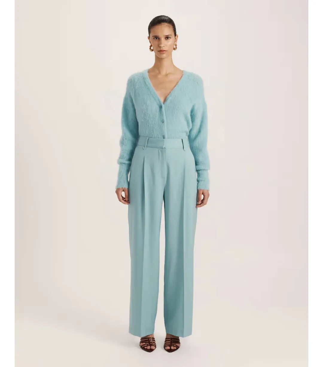 Saba Suki Wide Leg Wool Pant in Seafoam Size AU 12  for rent on The Volte - main image