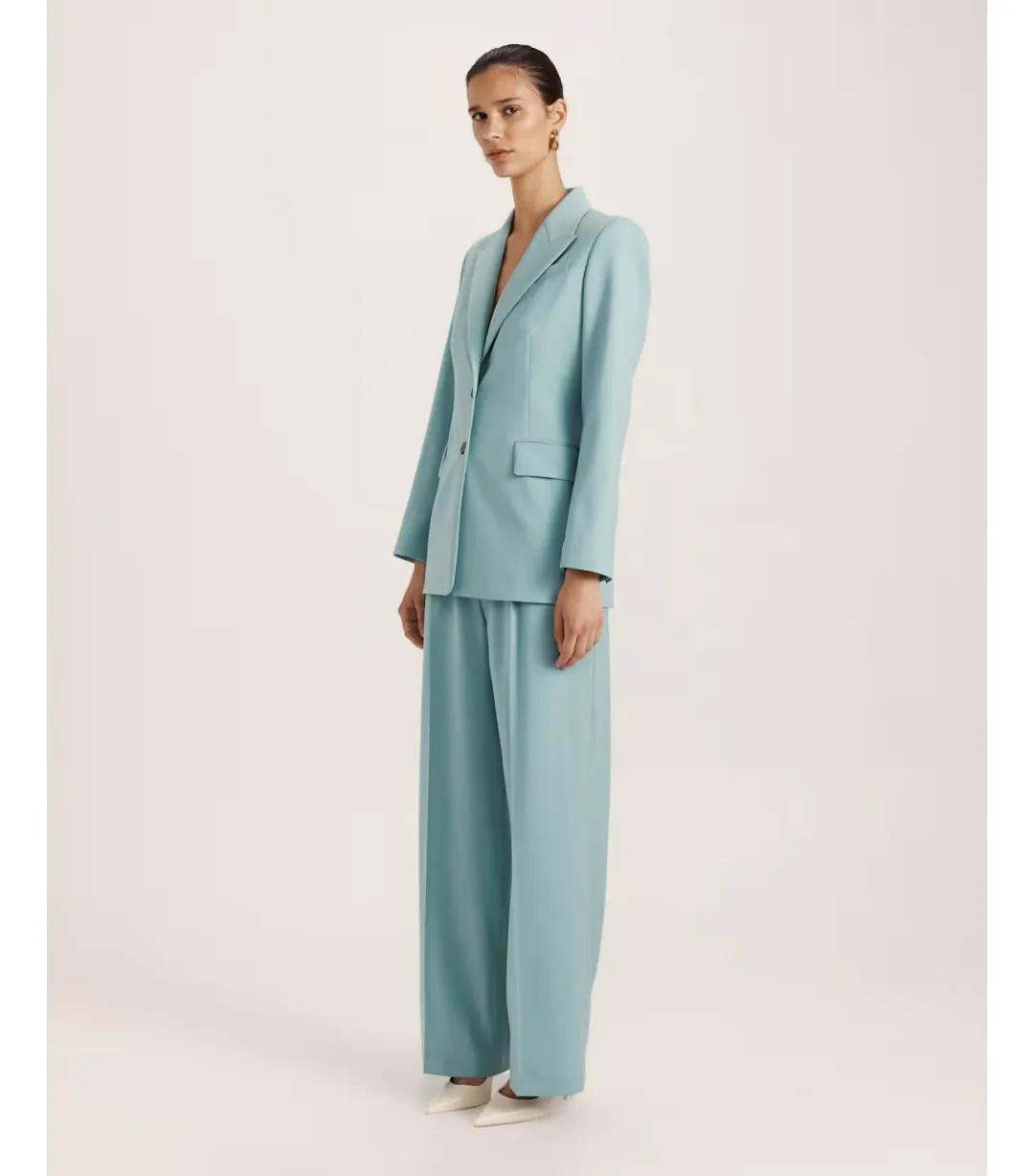 Saba Suki Classic Wool Blazer in Seafoam Size AU 12  for rent on The Volte - main image