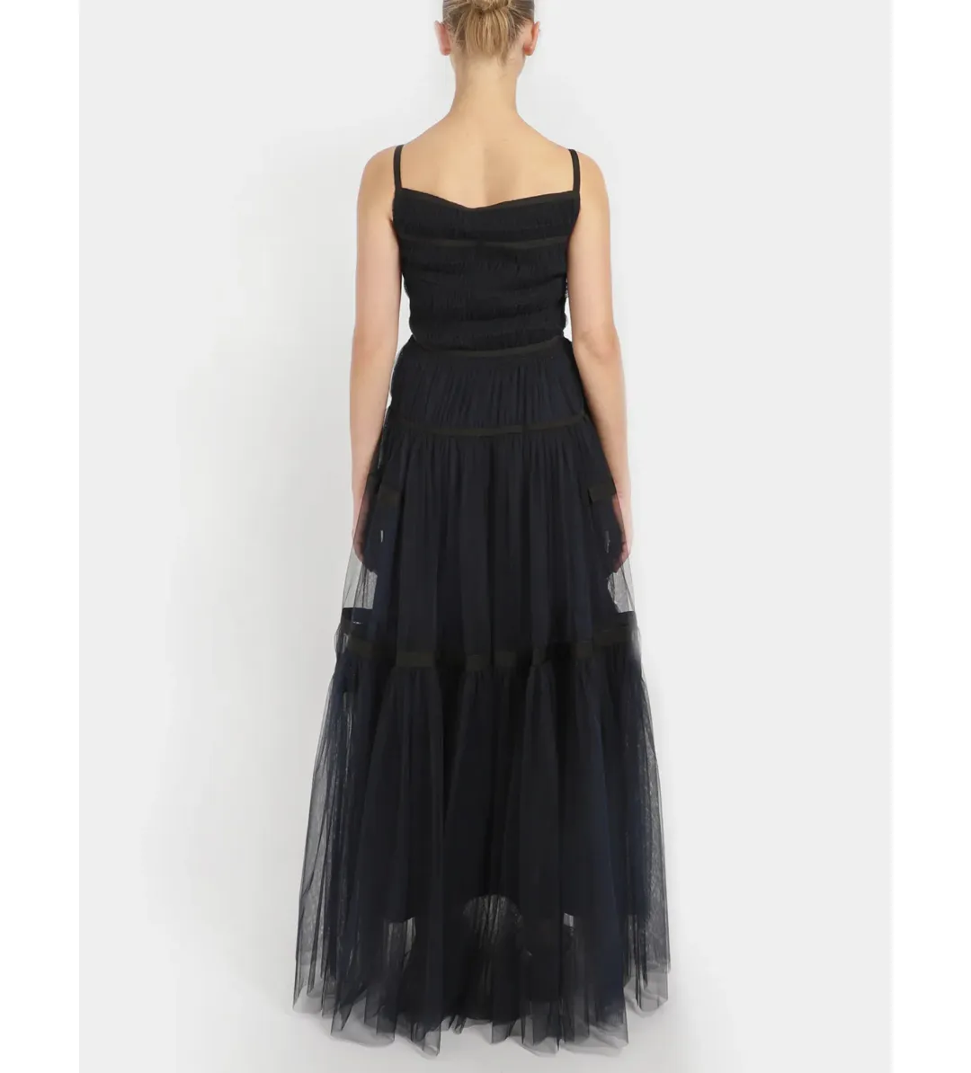 Molly Goddard Soft Tulle Astrid Maxi Dress Navy Size 10 for rent on The Volte - main image