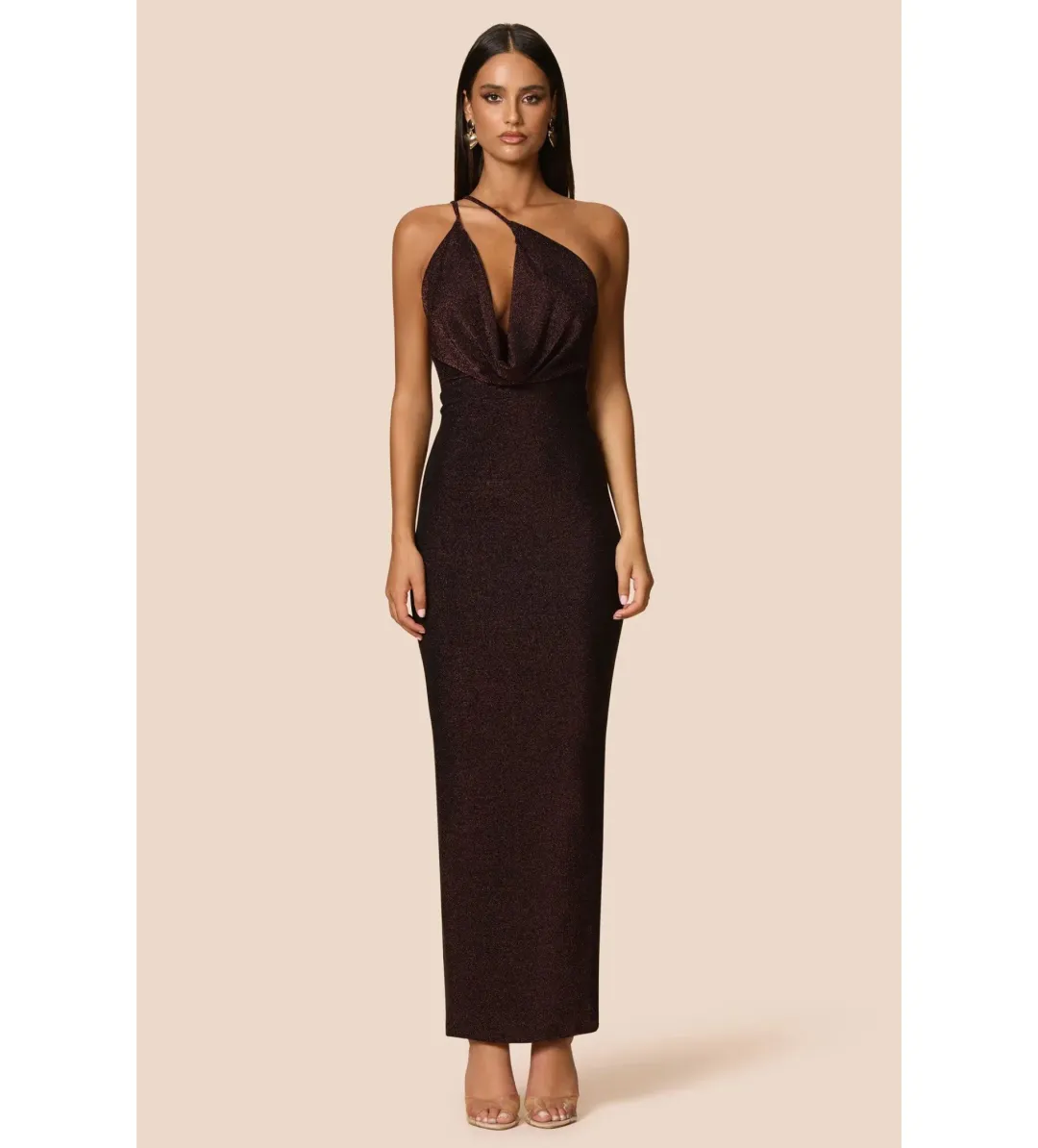 Love Nookie Bianca 2Way Halter Gown Cocoa Size AU 8 for rent on The Volte - main image