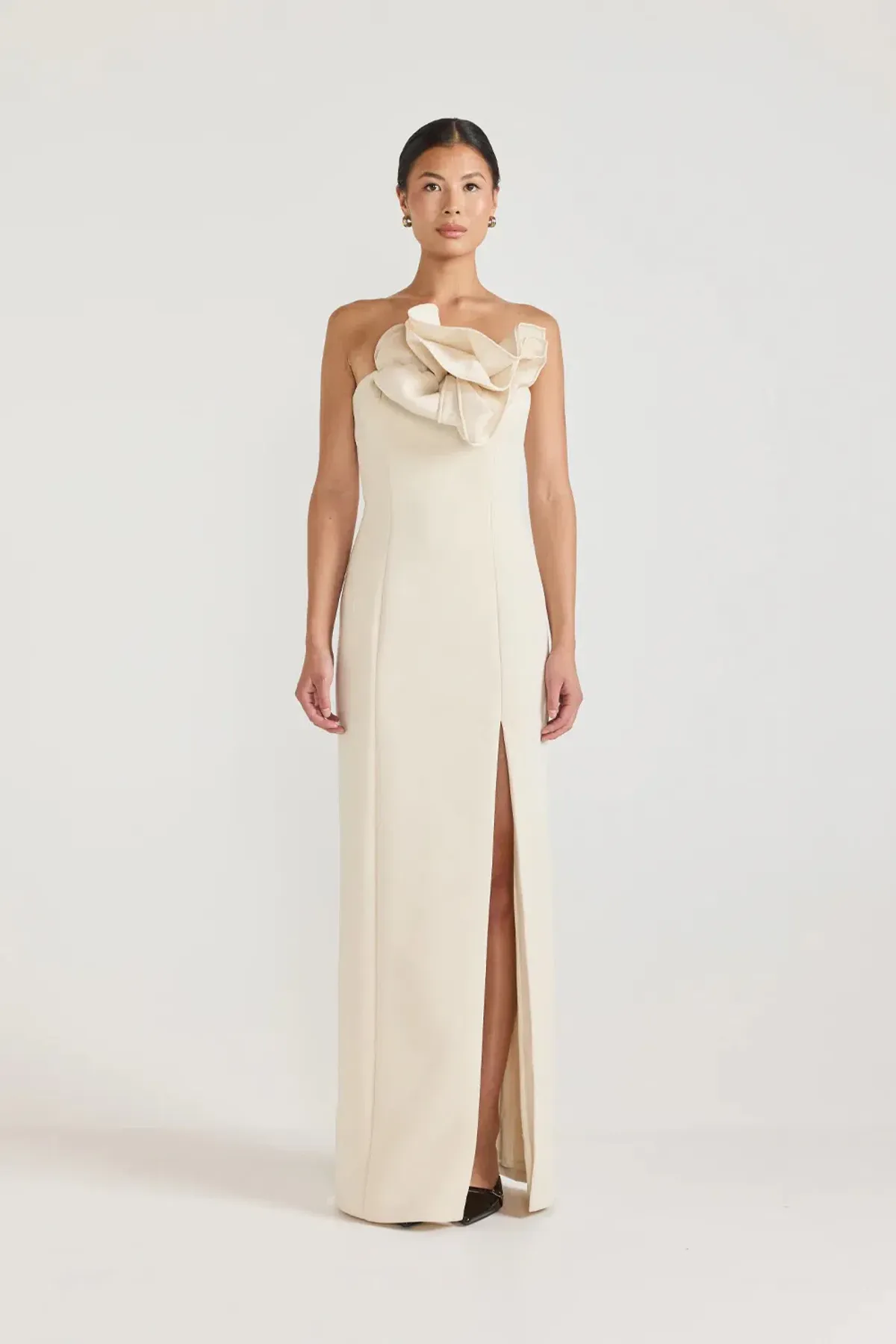Tojha Fleur Dress Maxi Champagne Beige Size AU 8 for rent on The Volte - main image