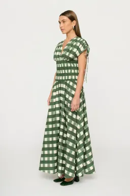 Clea Ottavia Maxi Dress Green Check Size 6/XS for rent on The Volte - image 3