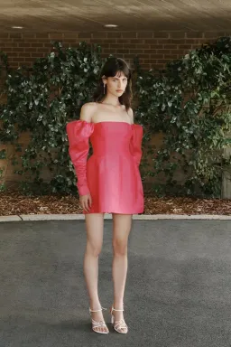 Aje Baret Sleeved Mini Dress in Pink Size 12 for rent on The Volte - image 1