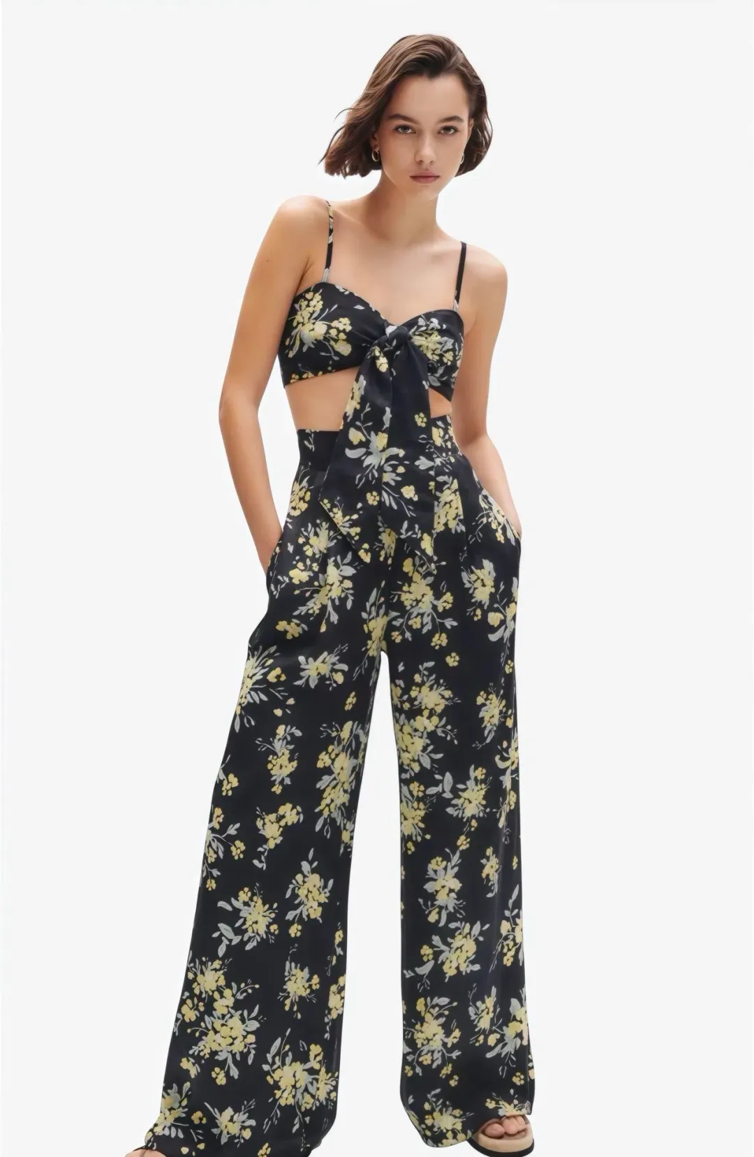 Shona Joy Goldie Tie Front Top & Pant Set Black Size AU 6 / XS for rent on The Volte - main image