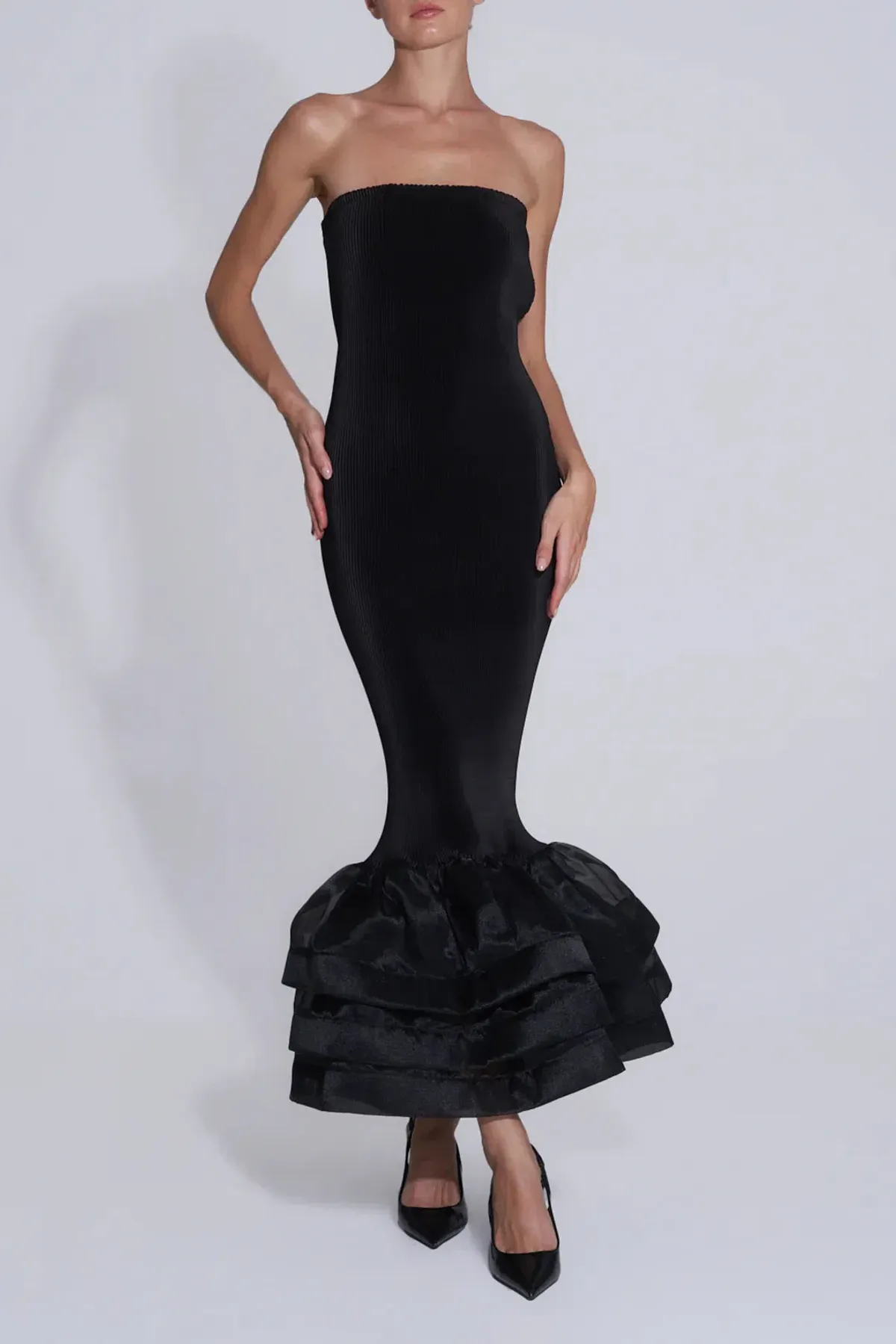 L'idee Woman Ramblas Midi Dress Black Size 8 for rent on The Volte - main image