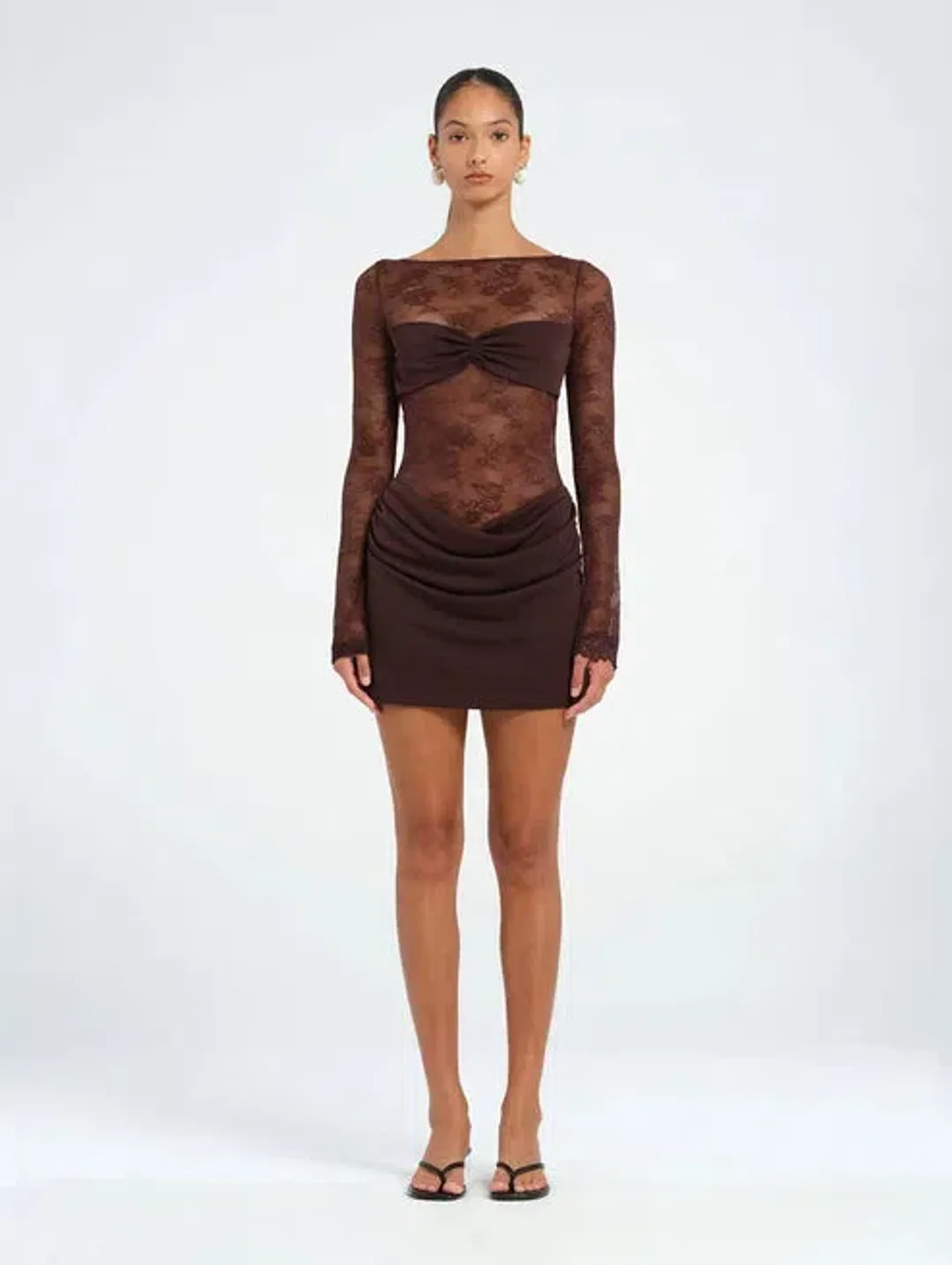 Benni Oskar Mini Dress Brown Size AU 10 for rent on The Volte - main image