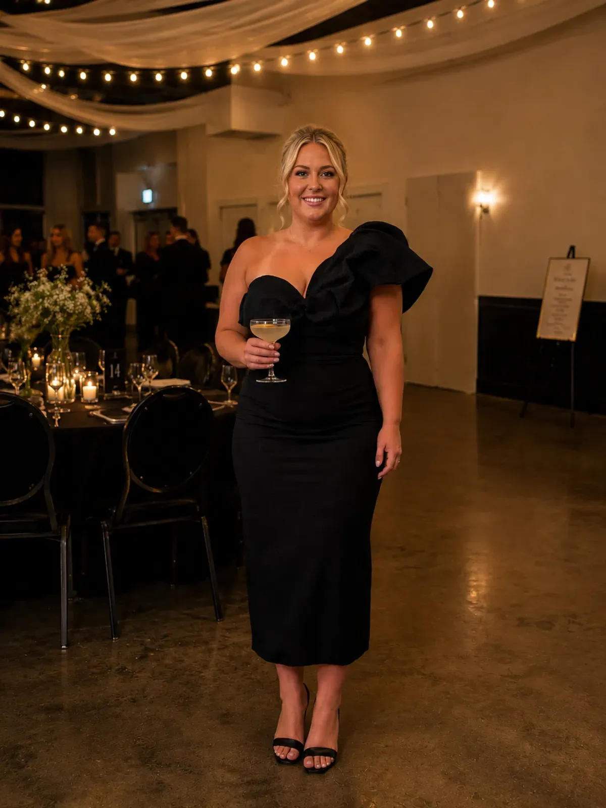 Elle Zeitoune Sharleene Midi Dress Black Size AU 16 for rent on The Volte - main image