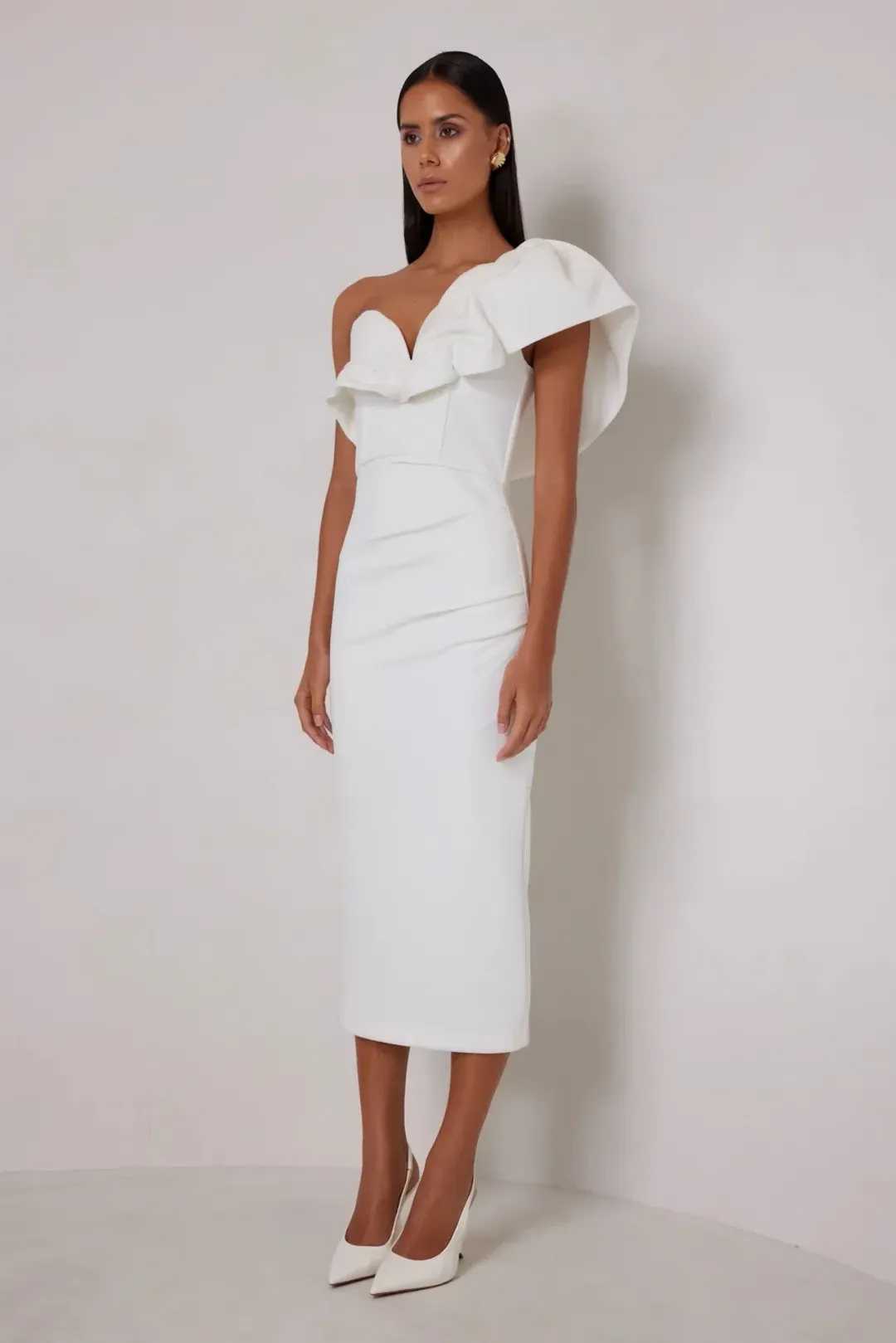 Elle Zeitoune Sharleene Midi Dress White Size 8 for rent on The Volte - main image