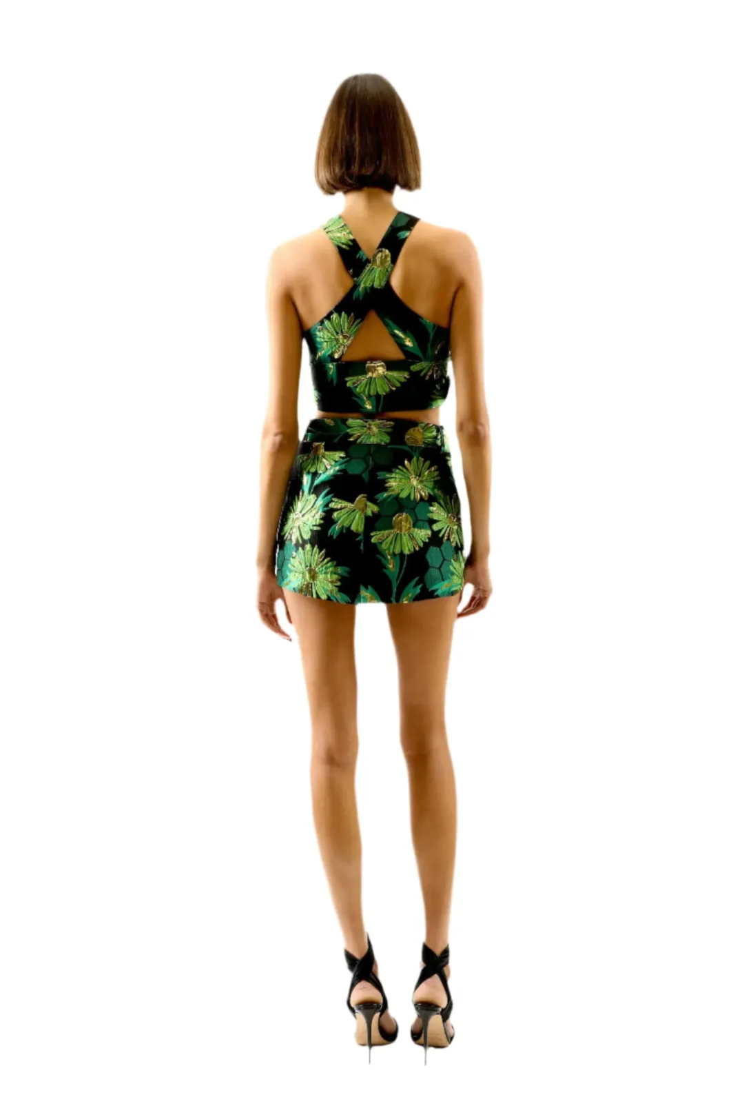 ALICE By Alice McCall Jemima Mini Skirt in Black/Green Floral Size 12 for rent on The Volte - main image