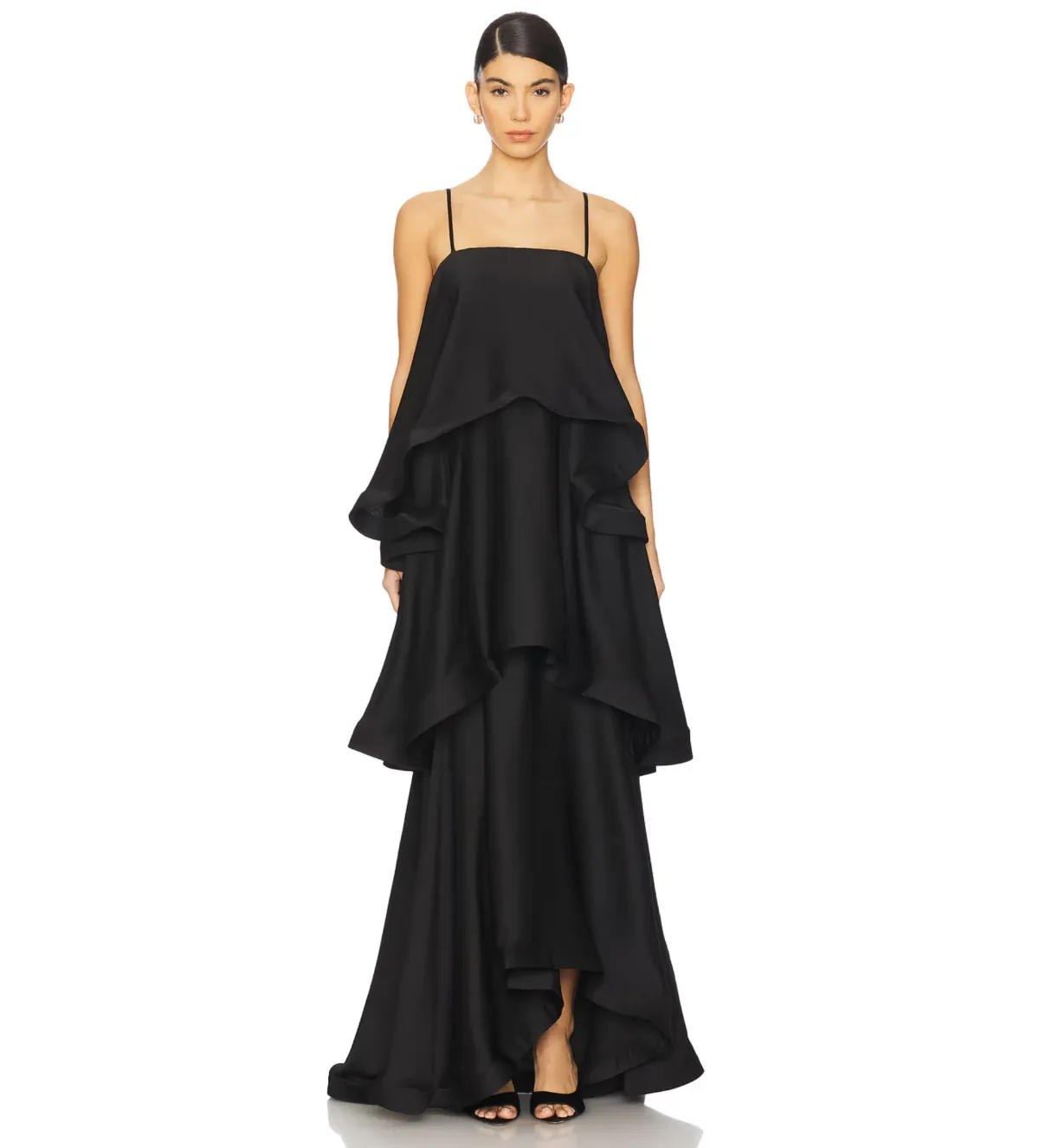 Elliatt Tilly Tiered Maxi Dress in Black Size XS / AU 6 for rent on The Volte - main image