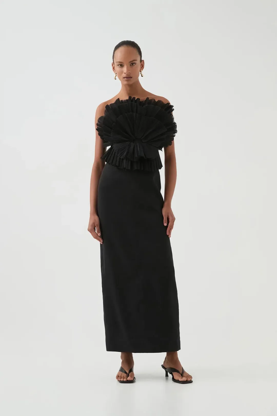 Aje Kira Midi Dress Black Size AU 8 for rent on The Volte - main image