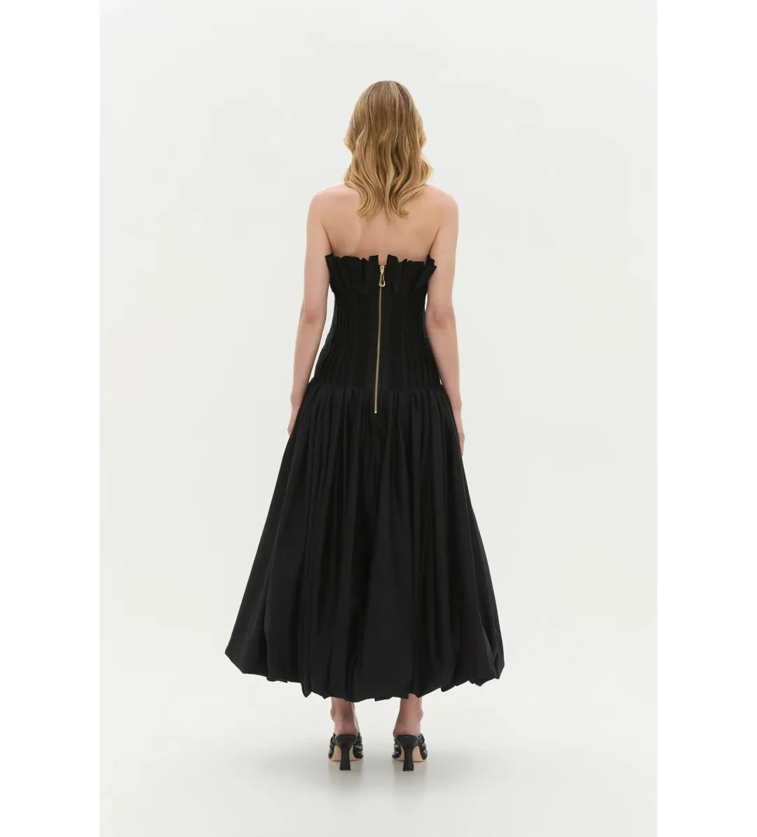 Aje Ivy Bubble Hem Gown in Black Size AU12 for rent on The Volte - main image
