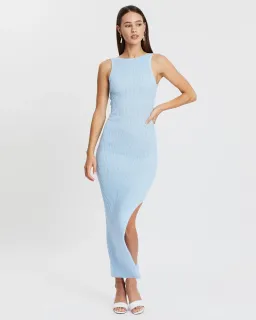 Bec & Bridge Riviera Knit Midi Dress in Blue Size AU 10 for rent on The Volte - image 1