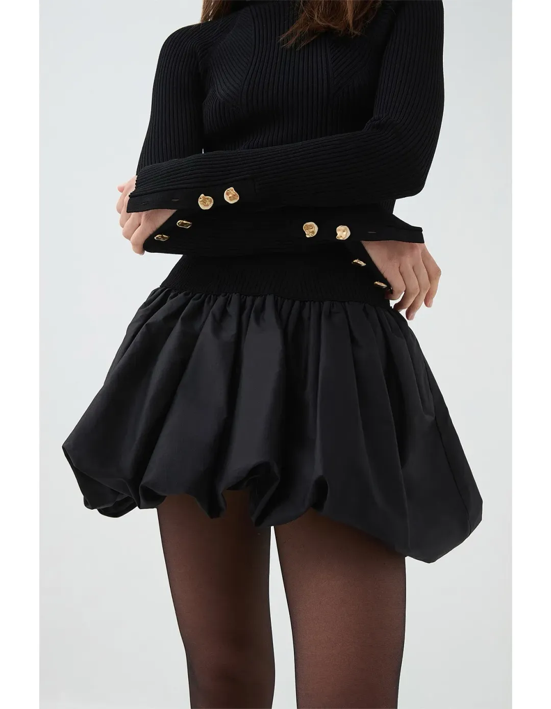 Aje Moonlight Knit Mini Dress Black Size AU 8 for rent on The Volte - main image