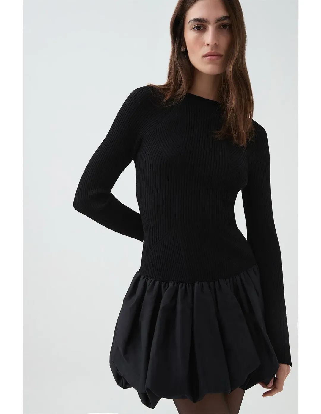Aje Moonlight Knit Mini Dress Black Size AU 8 for rent on The Volte - main image