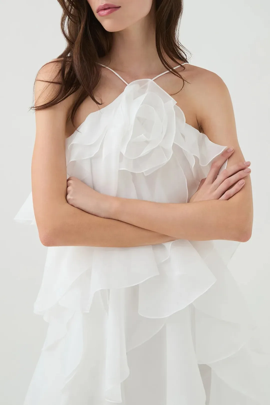 Aje Pandorea Layered Mini Dress in Ivory Size AU8 for rent on The Volte - main image