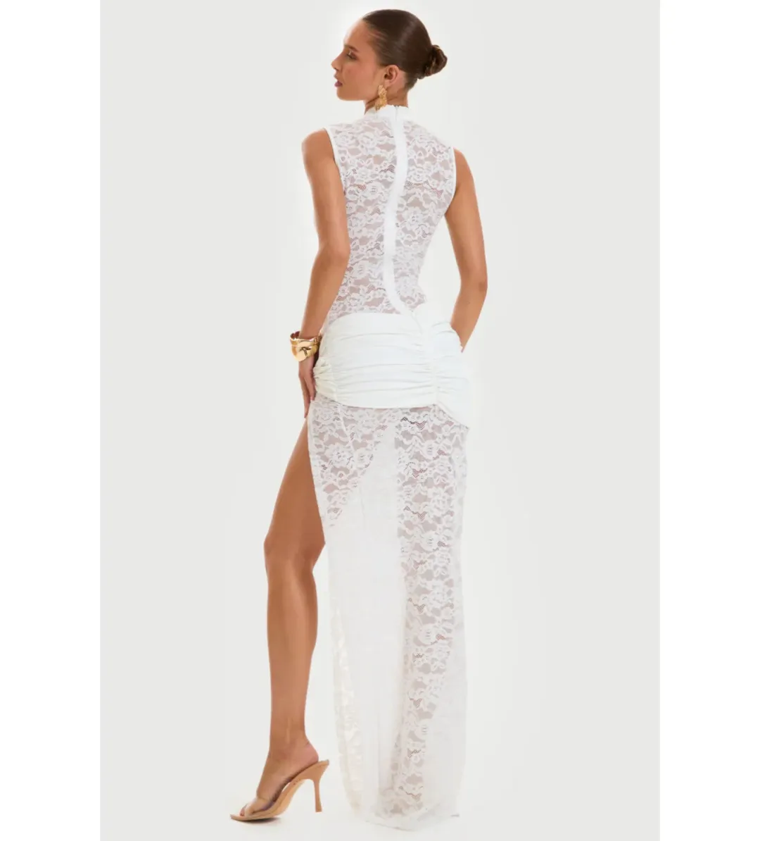 Murci Onyx Lace Keyhole Maxi Dress White Size 8/S for rent on The Volte - main image