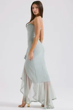 House Of Cb Gabriella Pistachio Ruffled Front Gown Size AU 8 for rent on The Volte - image 3