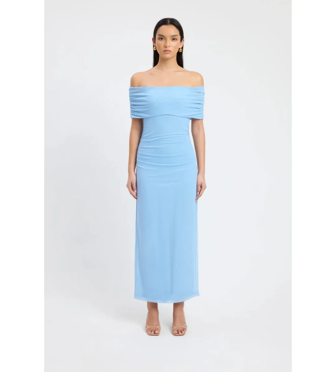 Kookai Bolt Off Shoulder Midi Dress Powder Blue Size AU 6 for rent on The Volte - main image