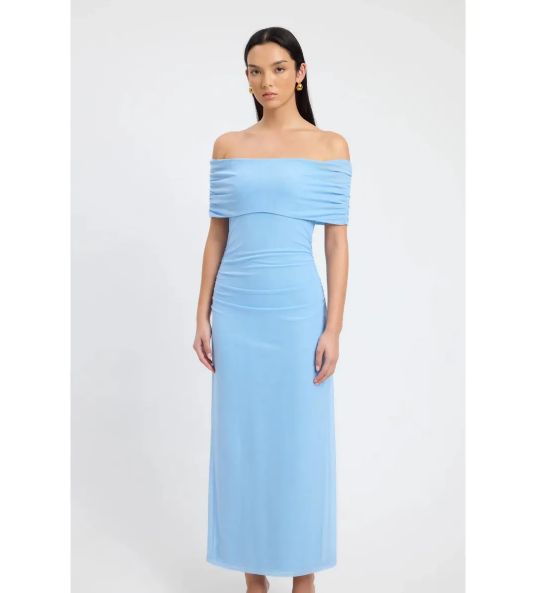 Kookai Bolt Off Shoulder Midi Dress Powder Blue Size AU 6 for rent on The Volte - main image
