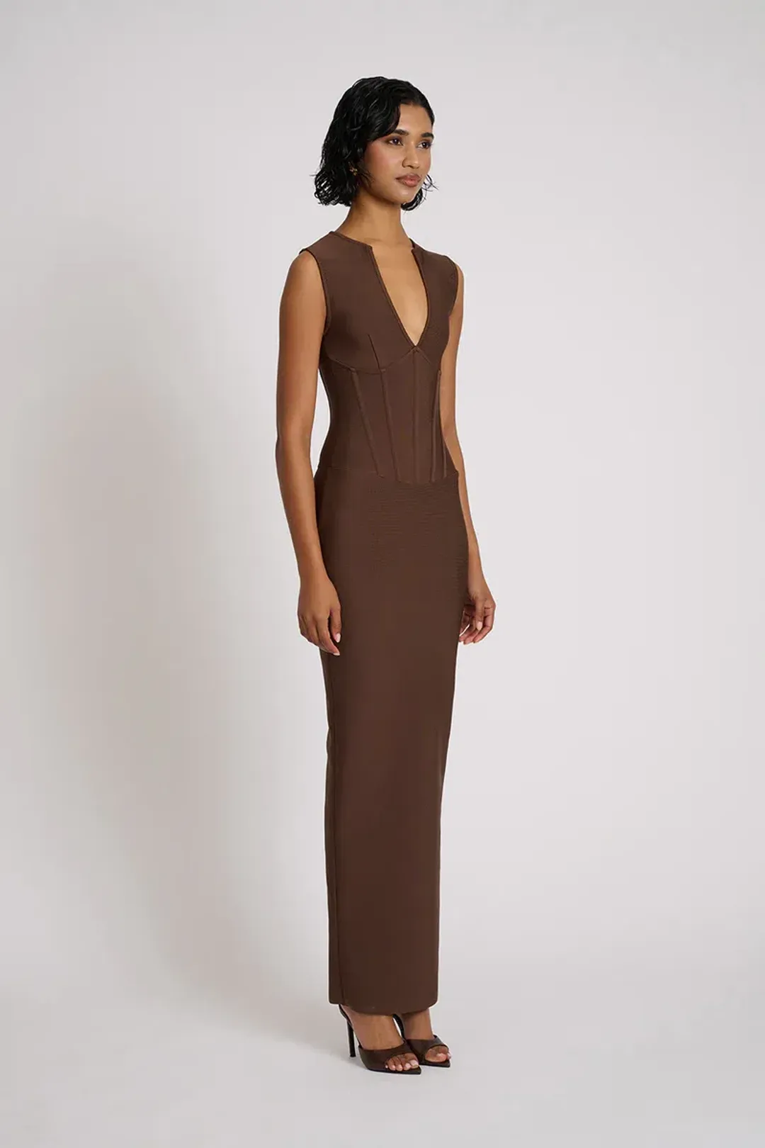 Eliya the Label Giselle Midi Dress Brown Size 10 for rent on The Volte - main image