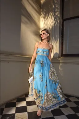 Alemais Cassie La Sirena Exclusive Sundress Blue Print Size 16 for rent on The Volte - image 3