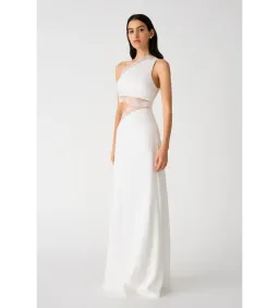 Misha Jillian Asymmetric Lace Gown in Ivory Size 12/L for rent on The Volte - image 2