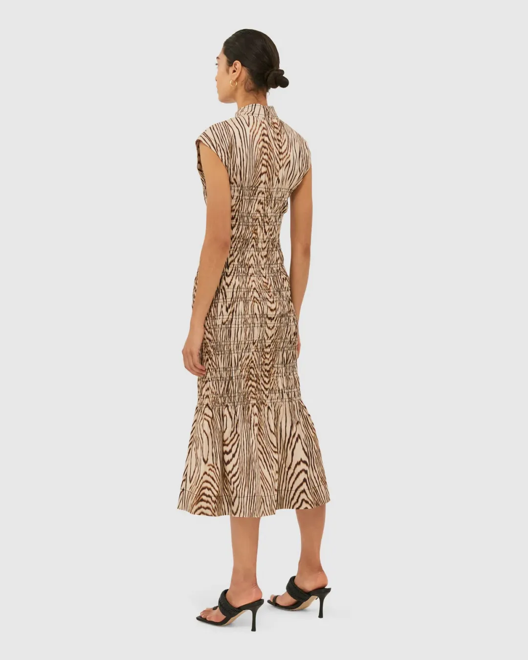 Saba Allegro Shirred Dress Brown Size AU 8 for rent on The Volte - main image
