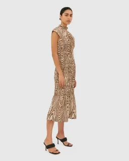Saba Allegro Shirred Dress Brown Size AU 8 for rent on The Volte - image 2