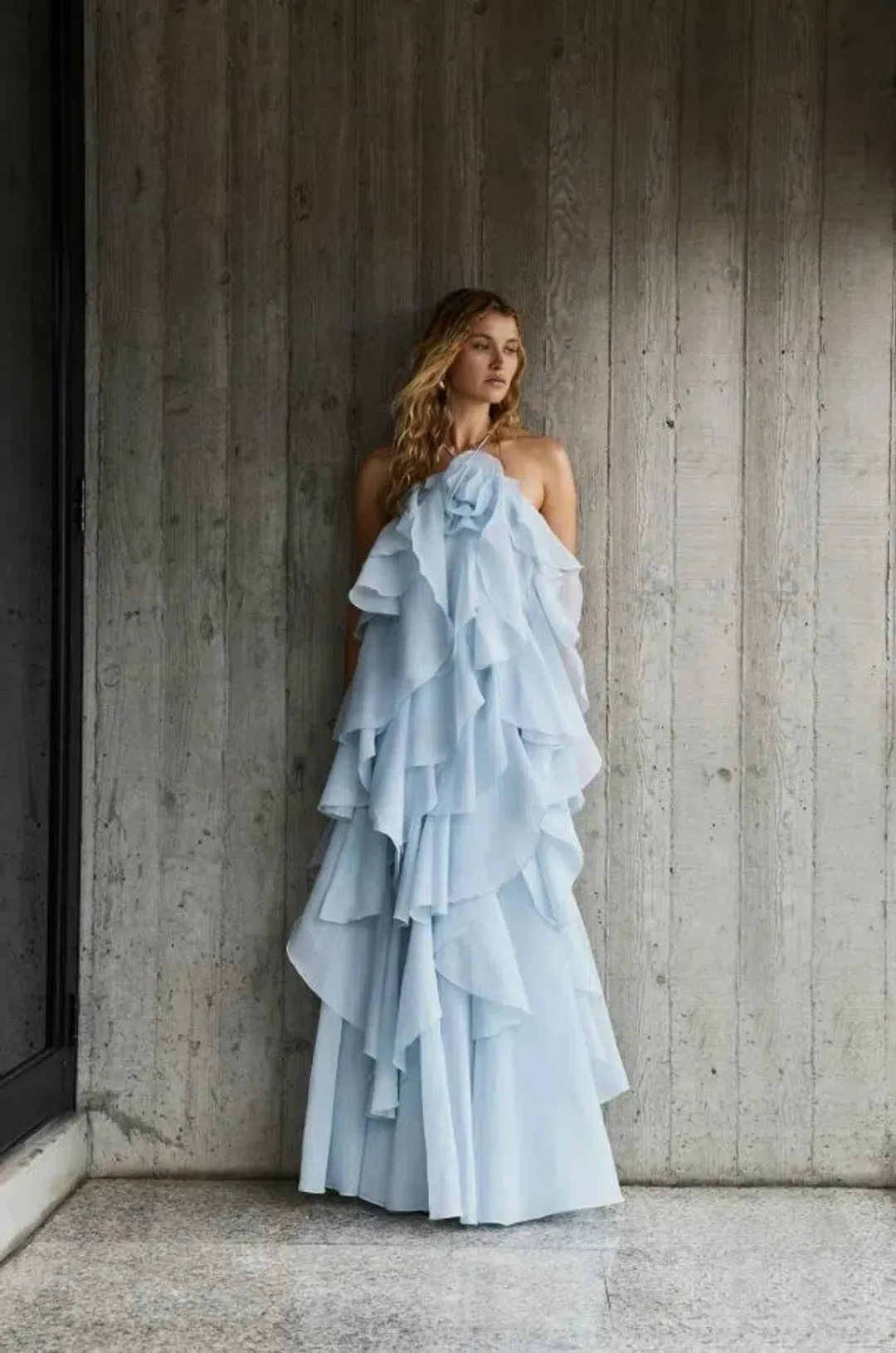 Aje Pandorea Layered Maxi Dress Silver Blue Size 10 for rent on The Volte - main image