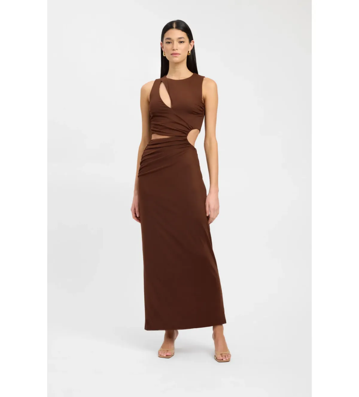 Kookai Bolt Cut Dress Brown Size 10  for rent on The Volte - main image
