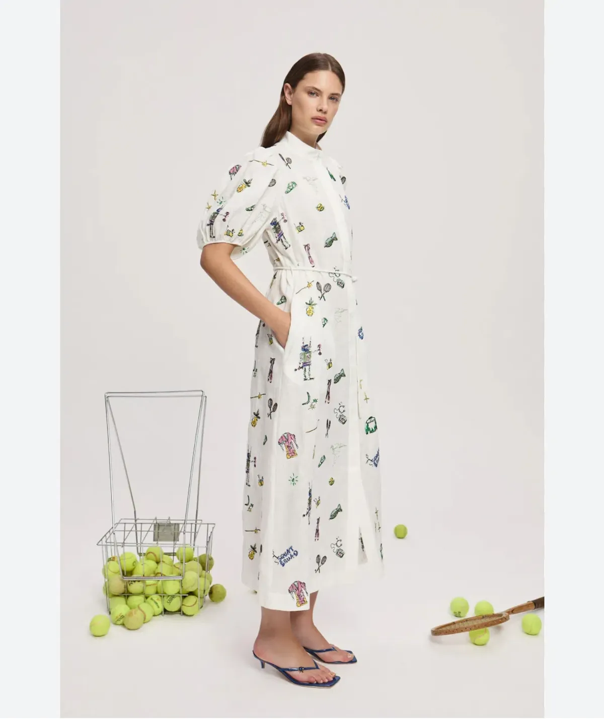 Alemais Atticus Embroidered Shirtdress White/Print Size 10 for rent on The Volte - main image
