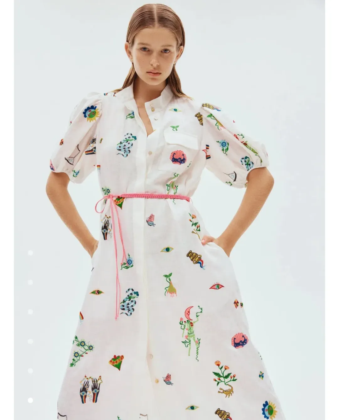 Alemais Atticus Embroidered Shirtdress White/Print Size 10 for rent on The Volte - main image