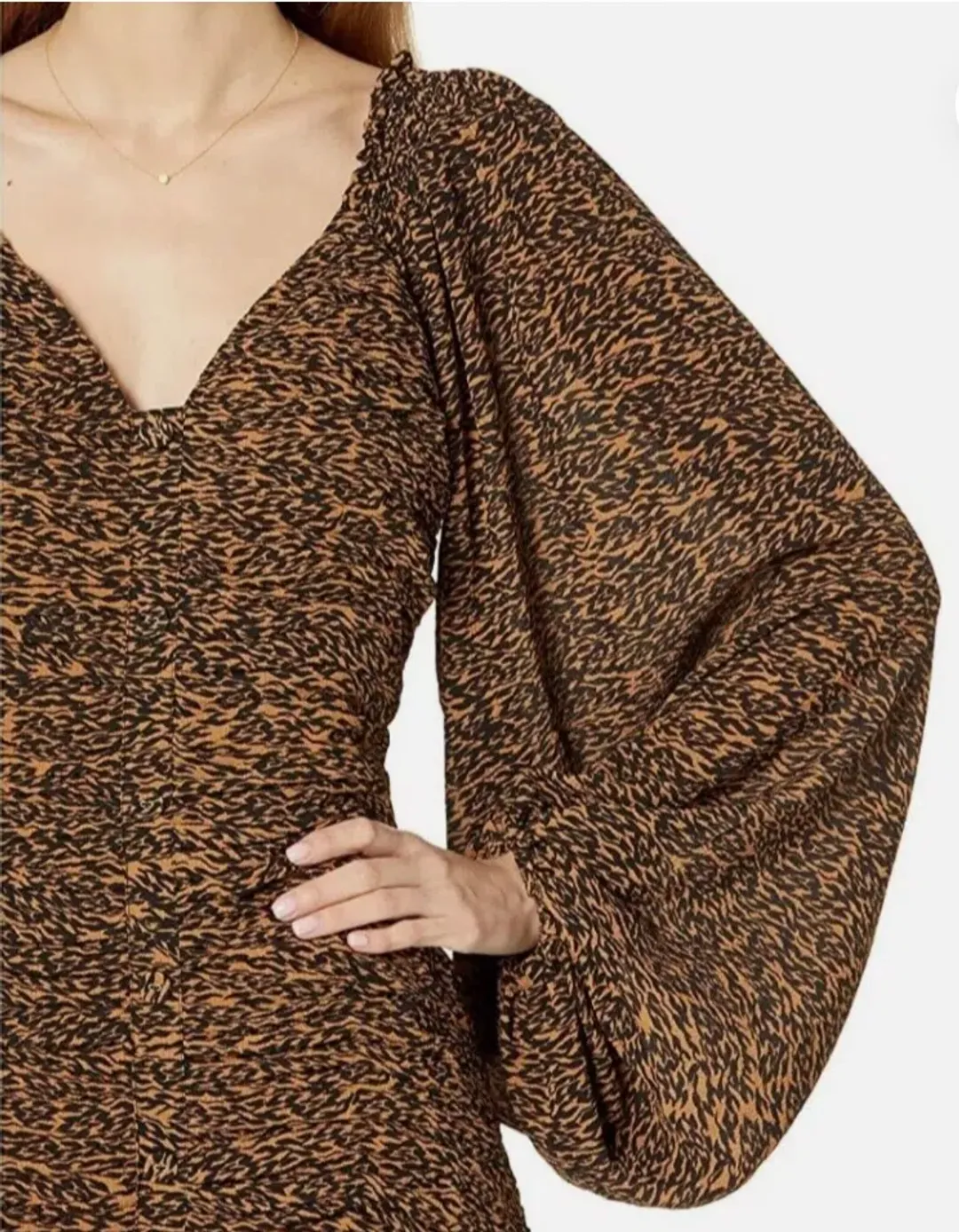 Ted Baker London Wyatte Ruched Bodycon Mini Dress Animal Print Size AU 10 for rent on The Volte - main image