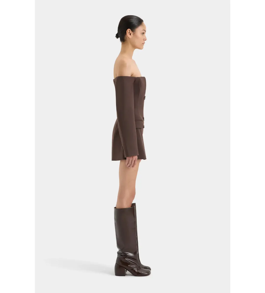 Sir the Label Sandrine Tailored Mini Dress Chocolate Size 1 AU 8 for rent on The Volte - main image