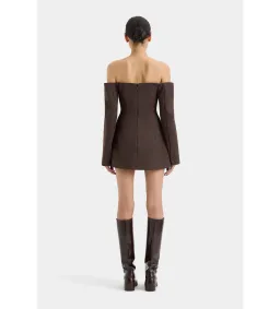 Sir the Label Sandrine Tailored Mini Dress Chocolate Size 1 AU 8 for rent on The Volte - image 4