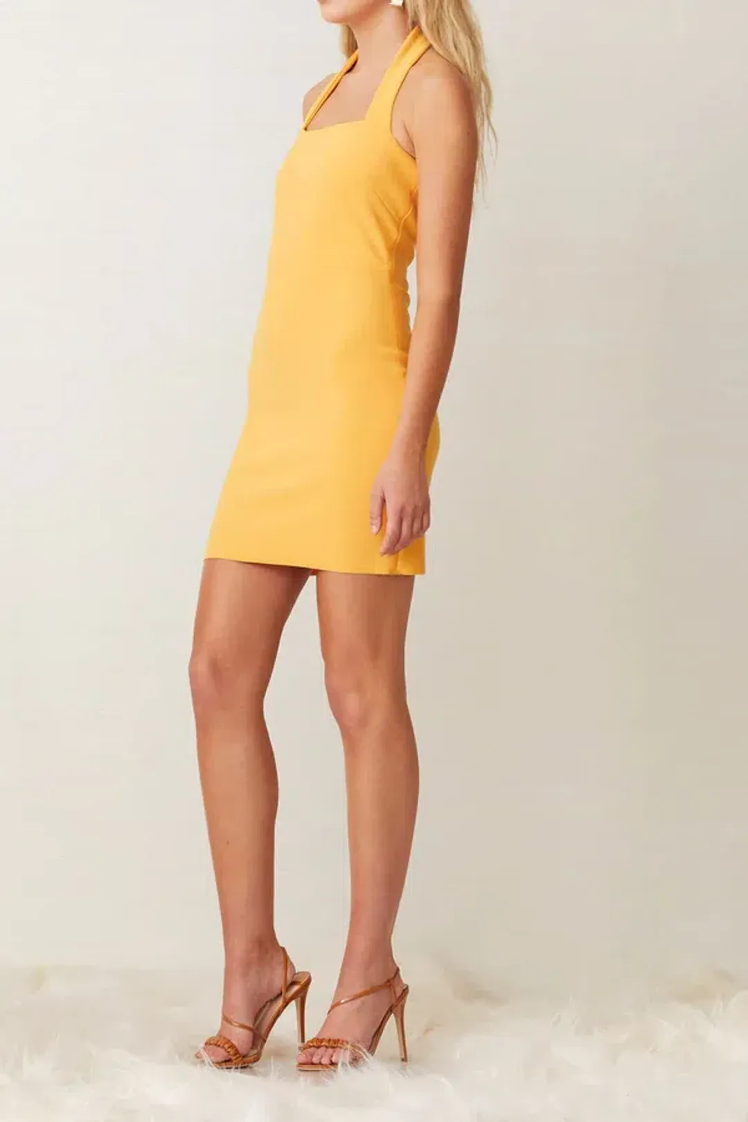 Bec & Bridge Ariel Mini Halter Dress Mango Size 6 for rent on The Volte - main image