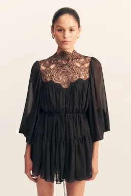 Shona Joy Emory Long Sleeve Mini Dress in Black Size 16 for rent on The Volte - image 1