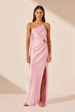 Shona Joy La Lune Asymmetrical Gathered Maxi Dress in Peony Size AU 10 for rent on The Volte - image 1