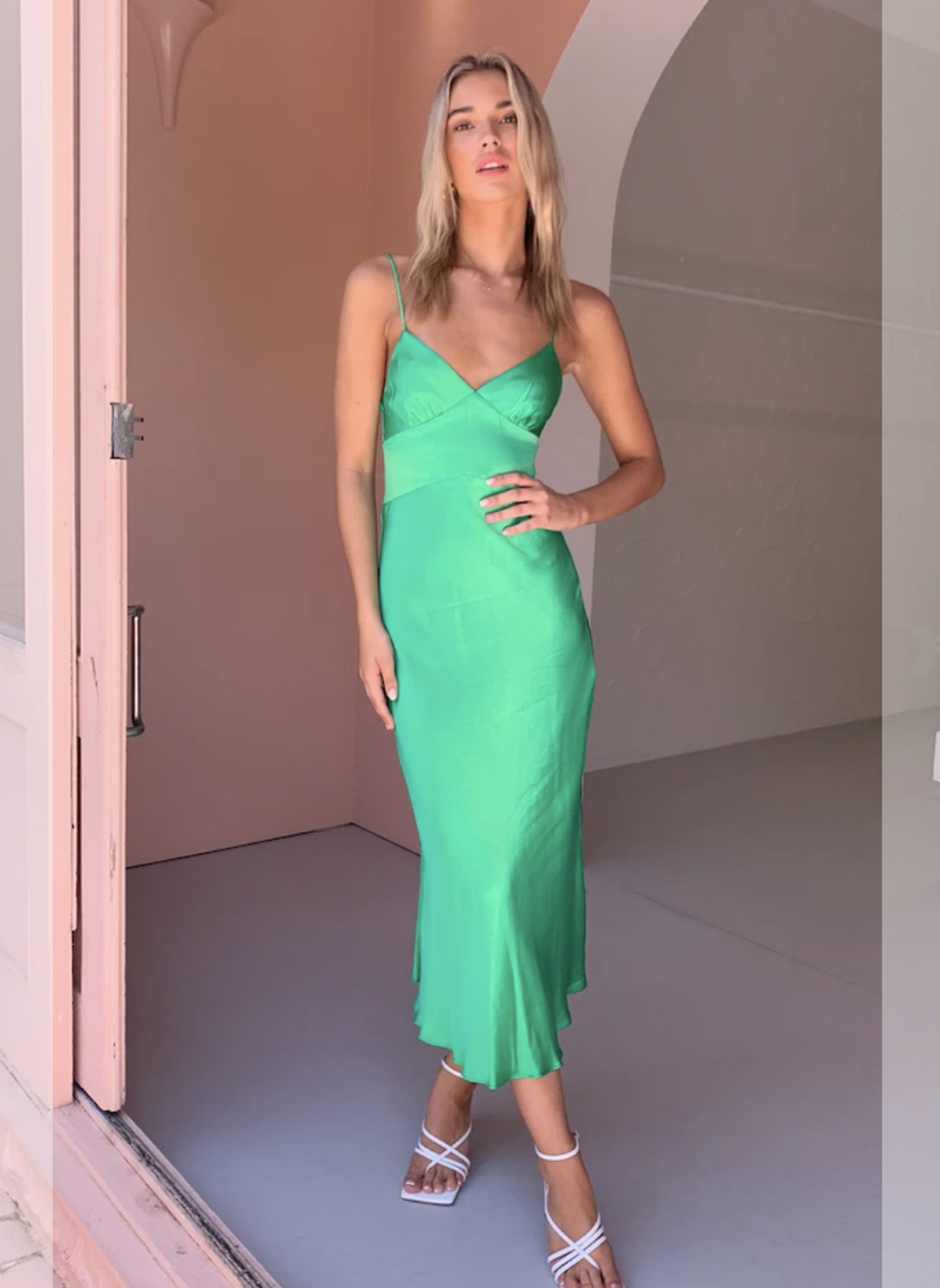 BEC & BRIDGE LOREN MIDI DRESS IN EMERALD for rent on The Volte - main image