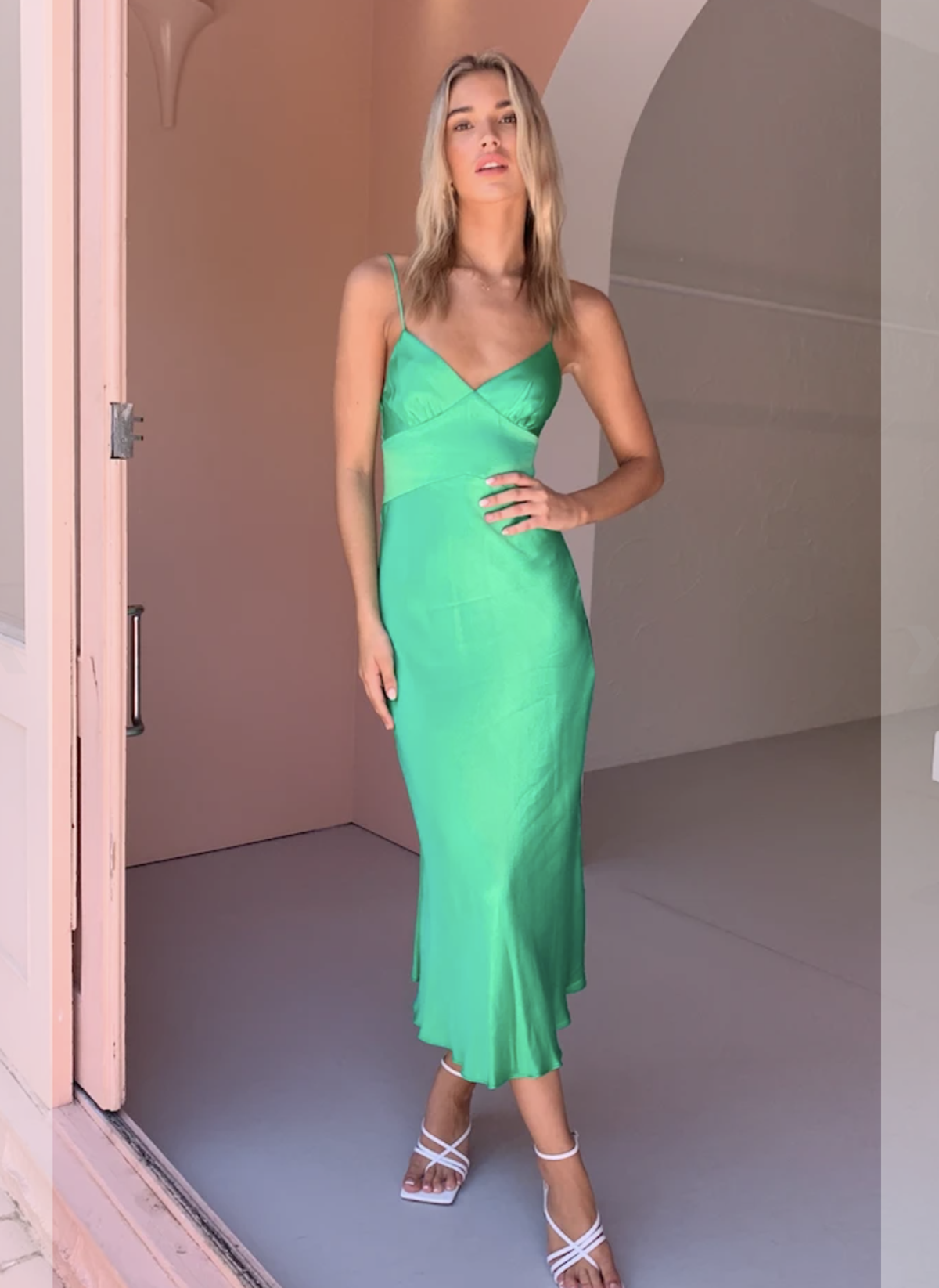 BEC & BRIDGE LOREN MIDI DRESS IN EMERALD for rent on The Volte - main image