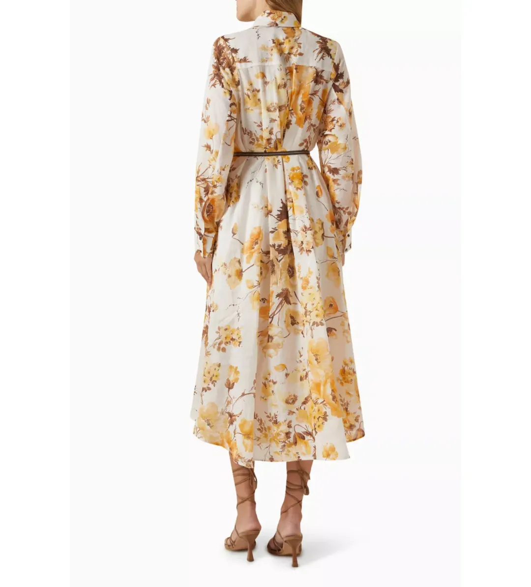 Zimmermann Ottie Tuck Shirt Midi Dress White Floral Size 4/AU 16 for rent on The Volte - main image