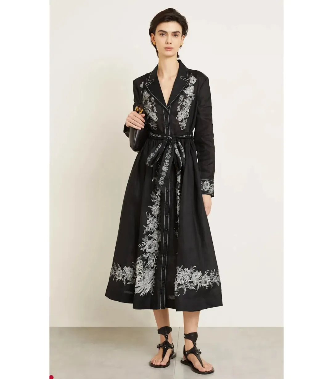 Zimmermann Shirt Dress Midi in Black Floral Size 4 / AU 16 for rent on The Volte - main image