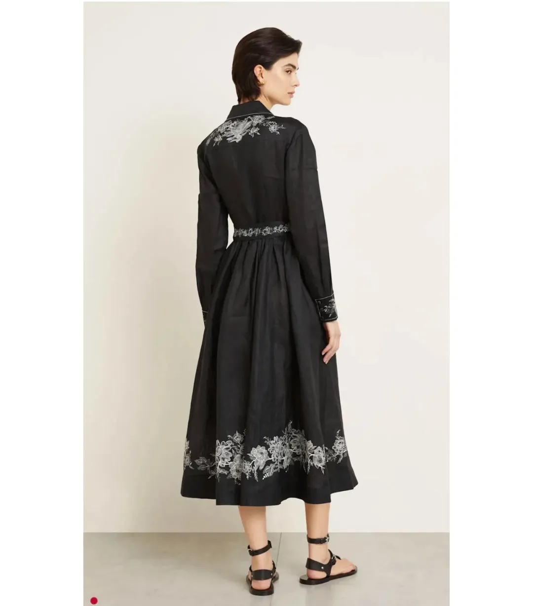 Zimmermann Shirt Dress Midi in Black Floral Size 4 / AU 16 for rent on The Volte - main image