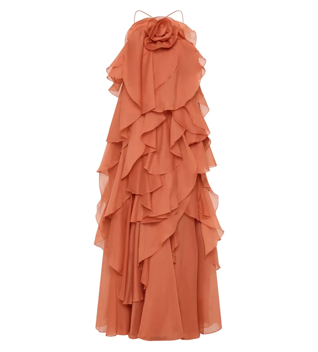 Aje Pandorea Layered Maxi Dress Coral Clay Size 6 for rent on The Volte - main image