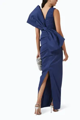 Rachel Gilbert Zora Maxi Gown in Stretch Taffeta in Navy Size 8 for rent on The Volte - image 3