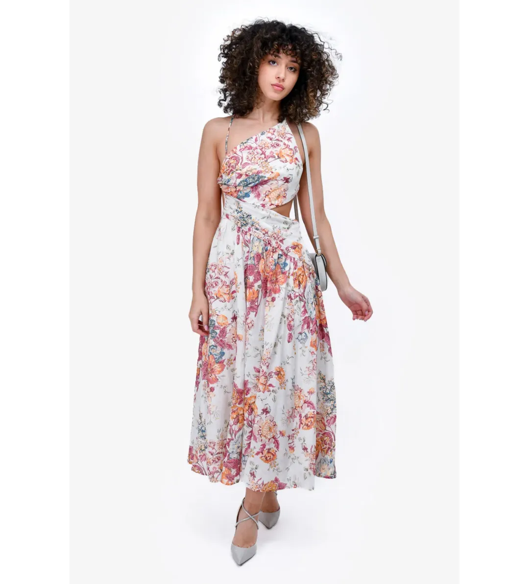 Zimmermann Pattie Asymmetric Open Back Dress in White Size AU 6 for rent on The Volte - main image