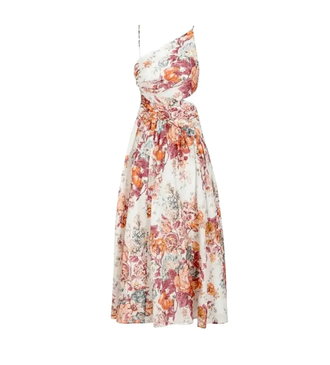 Zimmermann Pattie Asymmetric Open Back Dress in White Size AU 6 for rent on The Volte - main image