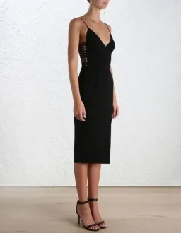 Zimmermann Crepe Harness Midi Dress Black Size AU 10 for rent on The Volte - image 1